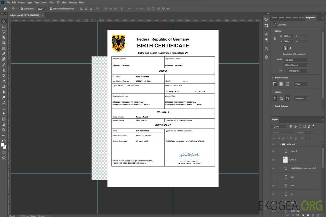 Modèle Word et PDF d'acte de naissance en Allemagne template Modèle Word et PDF d'acte de naissance en Allemagne template
